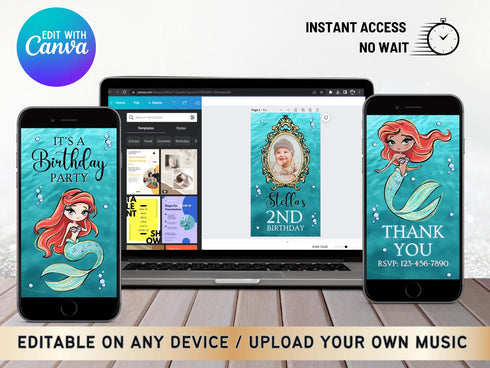 Mermaid Invitation, Mermaid Party Video Invitation, Little Mermaid Invitation, Mermaid Video, Mermaid Invite, Little Mermaid Party