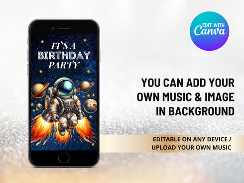 Animated Space Birthday Video Invitation, Space Astronaut Invitation, Birthday Astronaut, Outer Space Birthday Video Invitation, Canva