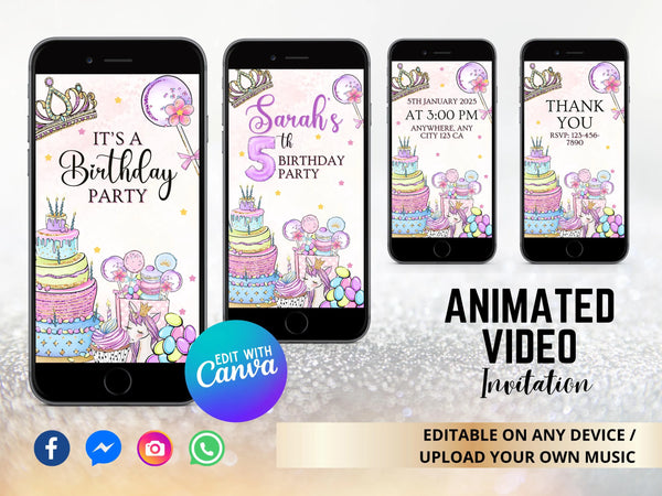 Editable Sweets Candy Video Invitation Template, Sweet Candy Birthday Invitation, Sweet Celebration Birthday Invitation, Candy Invitation