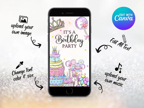 Editable Sweets Candy Video Invitation Template, Sweet Candy Birthday Invitation, Sweet Celebration Birthday Invitation, Candy Invitation