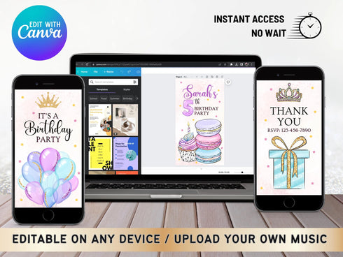 Sweet Candy Birthday Invitation, Sweets Candy Video Invitation Template, Sweet Celebration Birthday Invitation, Candy Video Invitation