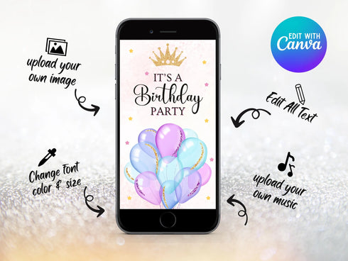 Sweet Candy Birthday Invitation, Sweets Candy Video Invitation Template, Sweet Celebration Birthday Invitation, Candy Video Invitation