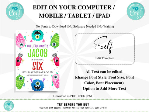 Monster Birthday Invitation, Halloween Birthday Invitation, Boy Monster Birthday Party, Our Little Monster Invitation, Monster Party Invite