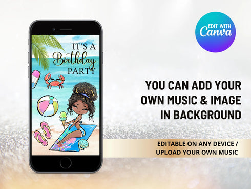 Beach Party Video Invitation, Summer Birthday Party Digital Invite, Beach Birthday, Ocean Birthday Animated Video, Sea Birthday