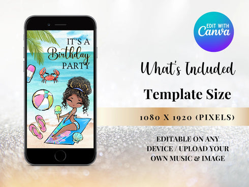 Beach Party Video Invitation, Summer Birthday Party Digital Invite, Beach Birthday, Ocean Birthday Animated Video, Sea Birthday