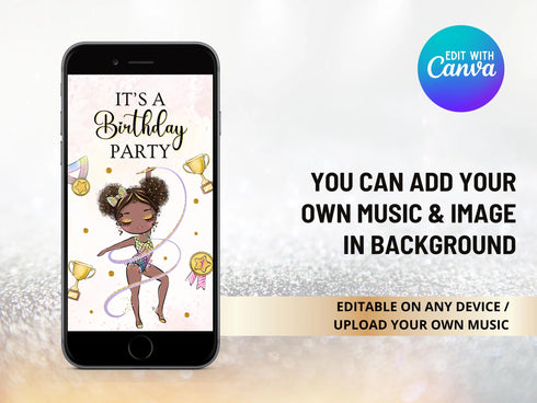 Gymnastics Birthday Video Invitation, Editable Gymnastics Animated Invitation, Gymnastics Invitation, Gymnastics Birthday Evite, Gymnastics