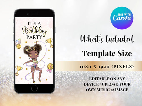 Gymnastics Birthday Video Invitation, Editable Gymnastics Animated Invitation, Gymnastics Invitation, Gymnastics Birthday Evite, Gymnastics