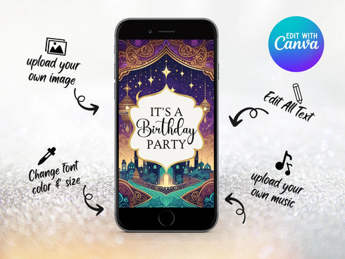Arabian Nights Video Invitation, Arabian Nights Invitation, Animated Video Invitation, Birthday Party Video Invitation, Arabic Video