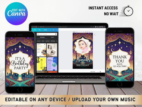 Arabian Nights Video Invitation, Arabian Nights Invitation, Animated Video Invitation, Birthday Party Video Invitation, Arabic Video