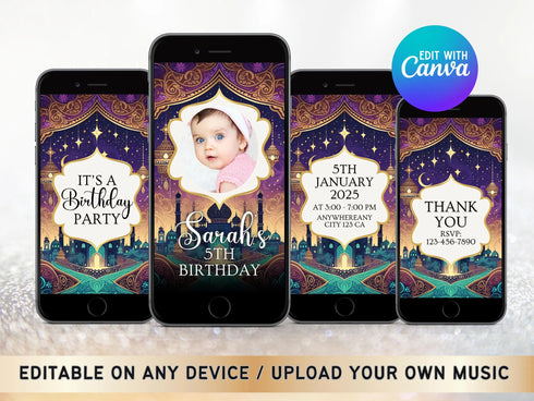 Arabian Nights Video Invitation, Arabian Nights Invitation, Animated Video Invitation, Birthday Party Video Invitation, Arabic Video