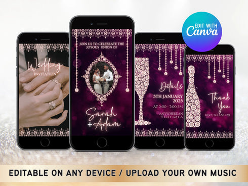 Wedding Video Invitation, Digital Wedding Invitation, Electronic Wedding Invitation, Animated Wedding Invitation, Champagne Invitation