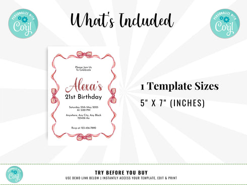 Adult Birthday Invitation, Editable Birthday Invitations, Adult Birthday Party Invites, Any Age Editable Template, Birthday Invite for Women