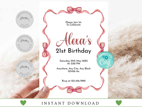 Adult Birthday Invitation, Editable Birthday Invitations, Adult Birthday Party Invites, Any Age Editable Template, Birthday Invite for Women