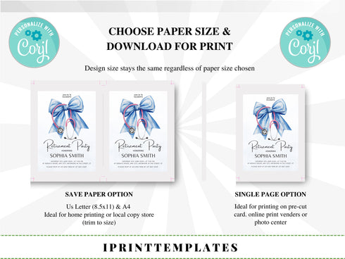 Nurse Retirement Invitation Template, Nurse Retirement Party Invite, Doctor Retirement Invite, Doctor Retirement, Instant Download