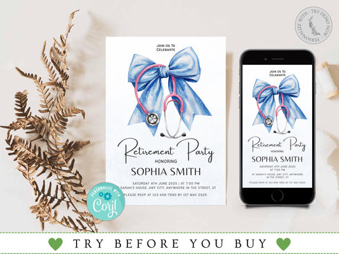Nurse Retirement Invitation Template, Nurse Retirement Party Invite, Doctor Retirement Invite, Doctor Retirement, Instant Download
