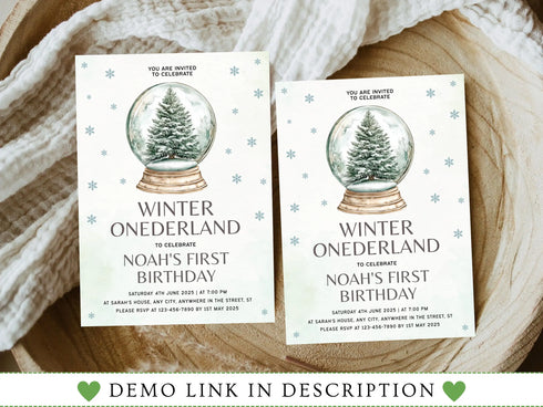 Winter Onederland Invitation, Girl First Birthday Invite, Winter 1st Birthday Invitation, Snowflakes Invitation Template, Winter Birthday