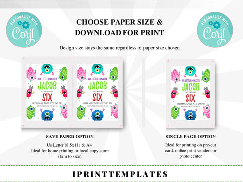 Monster Birthday Invitation, Halloween Birthday Invitation, Boy Monster Birthday Party, Our Little Monster Invitation, Monster Party Invite
