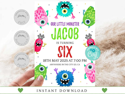 Monster Birthday Invitation, Halloween Birthday Invitation, Boy Monster Birthday Party, Our Little Monster Invitation, Monster Party Invite