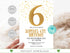 Gold Six Birthday Invitation, Gold Glitter Birthday Party Invitation, Golden Birthday 6th Invitation, Gold Party Invite, Instant Download