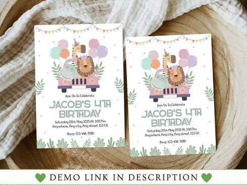 Party Animals Invitation, Party Animals Birthday Invitation, Kids Birthday Invite, Printable Birthday Invitation, Kids Birthday Invitation