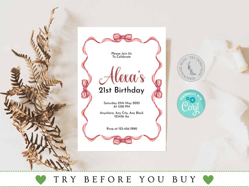 Adult Birthday Invitation, Editable Birthday Invitations, Adult Birthday Party Invites, Any Age Editable Template, Birthday Invite for Women