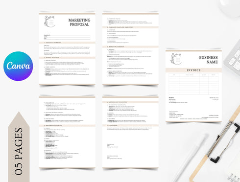 Marketing Proposal Template | Editable Business Proposal PDF | Consultant & Freelancer Marketing Plan | Printable Proposal Document