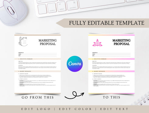 Marketing Proposal Template | Editable Business Proposal PDF | Consultant & Freelancer Marketing Plan | Printable Proposal Document
