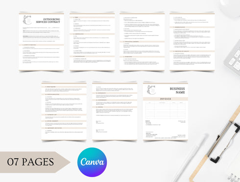 Outsourcing Services Contract Template | Editable Business Agreement PDF | Company & Freelancer Legal Document | Printable Contract