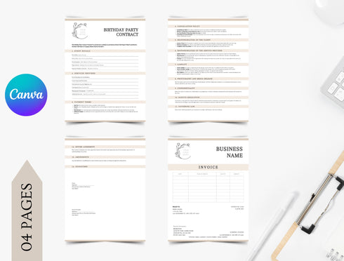 Birthday Party Contract Template | Event Planning Agreement PDF | Editable Party Services Legal Document | Printable Planner Contract