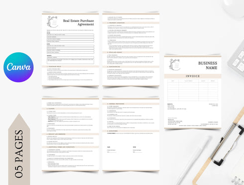 Real Estate Purchase Agreement Template | Editable Property Sale Contract PDF | Home Buying Legal Document | Printable Real Estate Contract