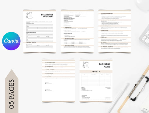 HVAC Service Agreement Template | Heating & Cooling Maintenance Contract PDF | Editable HVAC Legal Document | Printable Service Agreement