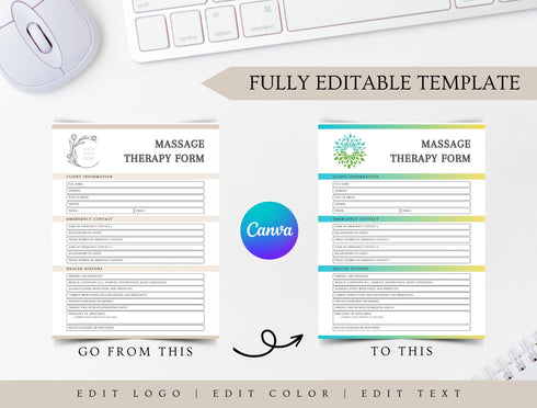 Massage Therapy Contract Template | Client Agreement PDF | Editable Wellness Service Legal Document | Printable Massage Contract