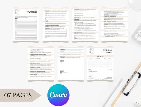 LLC Operating Agreement Template | Editable Company Ownership Contract PDF | Business Management Legal Document | Printable LLC Agreement