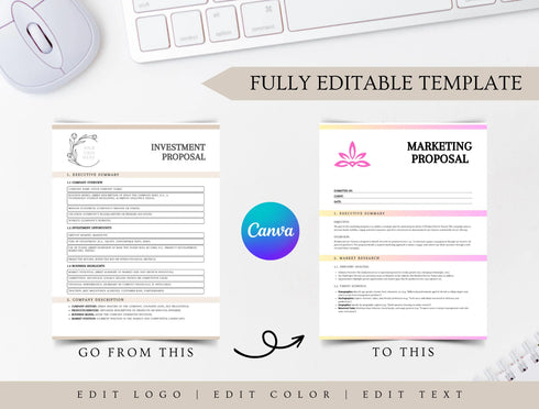 Investment Proposal Template | Editable Business Funding Pitch PDF | Startup Investment Proposal Document | Printable Business Plan