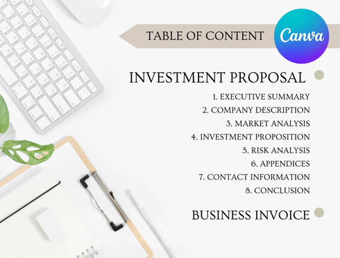 Investment Proposal Template | Editable Business Funding Pitch PDF | Startup Investment Proposal Document | Printable Business Plan