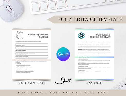 Gardening Services Contract Template | Lawn & Garden Agreement PDF | Editable Service Legal Document | Printable Gardening Contract