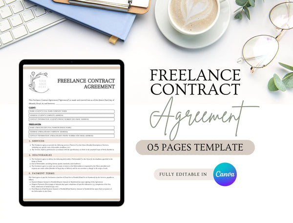 Freelance Contract Agreement Template | Independent Contractor Agreement PDF | Editable Service Legal Document | Printable Freelance Contract