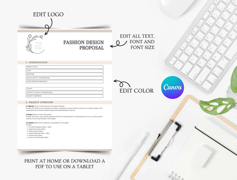 Fashion Design Proposal Template | Creative Business Pitch PDF | Editable Designer Proposal Document | Printable Fashion Proposal