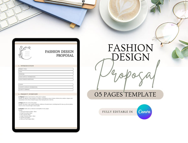 Fashion Design Proposal Template | Creative Business Pitch PDF | Editable Designer Proposal Document | Printable Fashion Proposal