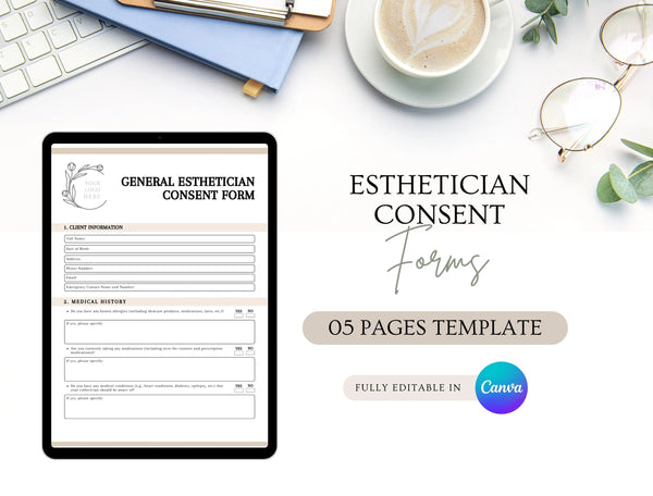 Esthetician Consent Form Template | Spa Client Agreement PDF | Editable Treatment Consent Document | Printable Esthetician Form