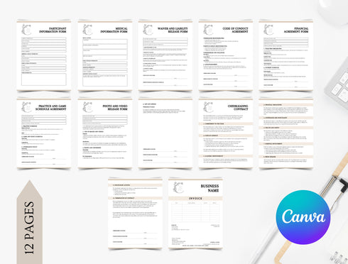 Cheerleading Forms and Contract Template | Editable Team Agreement PDF | Printable Sports Legal Document | Cheer Contract Bundle