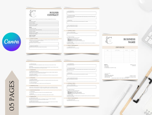 Builder Contract Template | Editable Construction Agreement PDF | Printable Home Build Legal Document | Contractor Service Contract