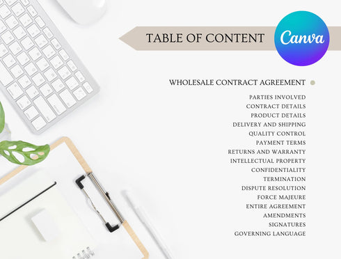 Wholesale Contract Template | Editable Supplier Agreement PDF | Business Sales Legal Document | Printable Wholesale Agreement