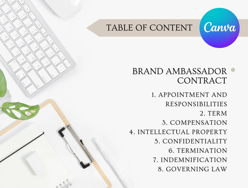 Brand Ambassador Contract Template | Marketing Agreement PDF | Editable Influencer Legal Document | Printable Brand Ambassador Contract