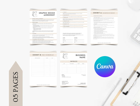 Graphic Design Contract Template | Freelance Designer Agreement PDF | Editable Design Service Legal Document | Printable Contract