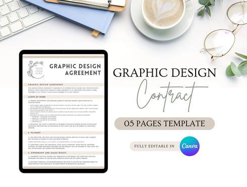 Graphic Design Contract Template | Freelance Designer Agreement PDF | Editable Design Service Legal Document | Printable Contract