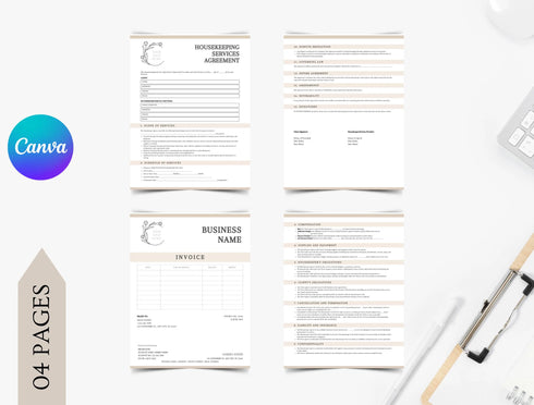 Housekeeping Services Agreement Template | Residential Cleaning Contract PDF | Editable Service Legal Document | Printable Housekeeping Agreement