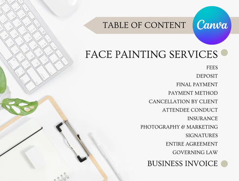 Face Painting Services Contract Template | Party Service Agreement PDF | Editable Legal Document | Printable Face Painting Contract