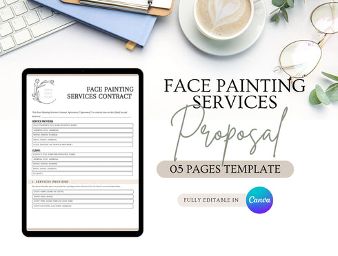Face Painting Services Contract Template | Party Service Agreement PDF | Editable Legal Document | Printable Face Painting Contract