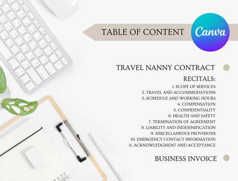 Travel Nanny Contract Template | Editable Childcare Agreement PDF | Family Nanny Legal Contract | Printable Business Form
